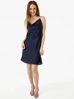 Solada Vestito da donna con spalline sottili e scollo a cascata - blu scuro