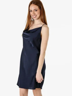 Solada Vestito da donna con spalline sottili e scollo a cascata - blu scuro