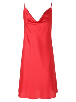 Solada Vestito da donna con spalline sottili e scollo a cascata - rosso