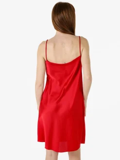 Solada Vestito da donna con spalline sottili e scollo a cascata - rosso