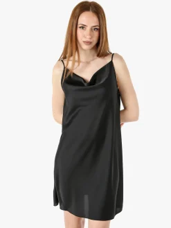 Solada Vestito da donna con spalline sottili e scollo a cascata - nero