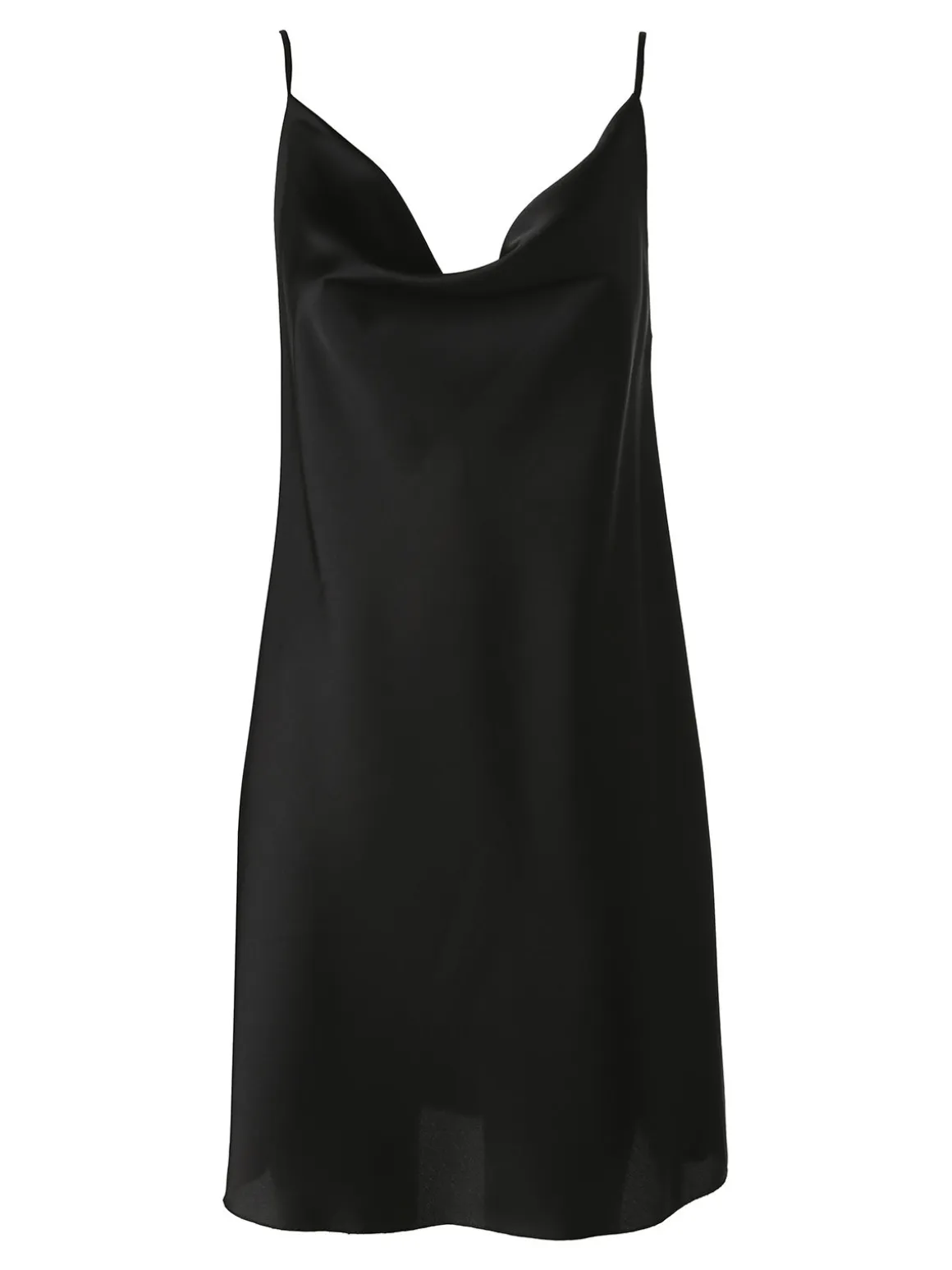 Solada Vestito da donna con spalline sottili e scollo a cascata - nero