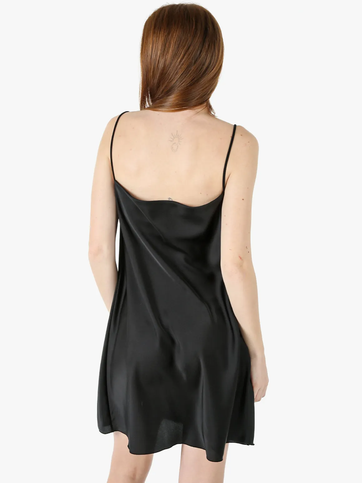 Solada Vestito da donna con spalline sottili e scollo a cascata - nero