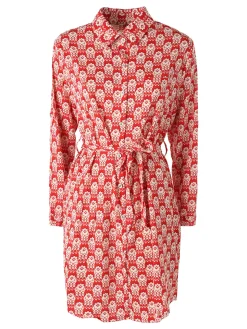 Solada Vestito donna a camicia con maniche lunghe - rosso