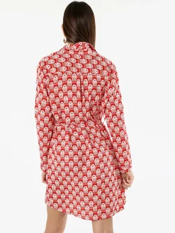Solada Vestito donna a camicia con maniche lunghe - rosso