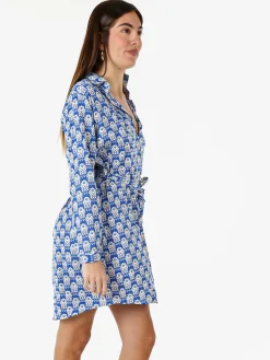 Solada Vestito donna a camicia con maniche lunghe - blu