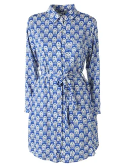 Solada Vestito donna a camicia con maniche lunghe - blu