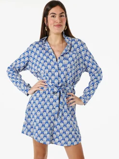 Solada Vestito donna a camicia con maniche lunghe - blu