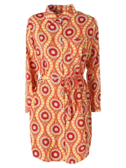 Solada Vestito donna a camicia con maniche lunghe e taschino - arancione