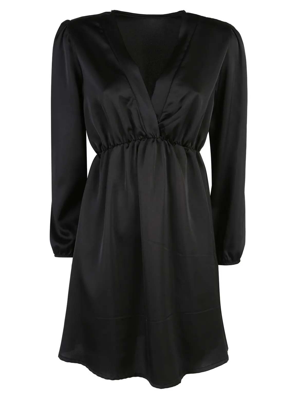 Solada Vestito donna a maniche lunghe con scollo a V - nero