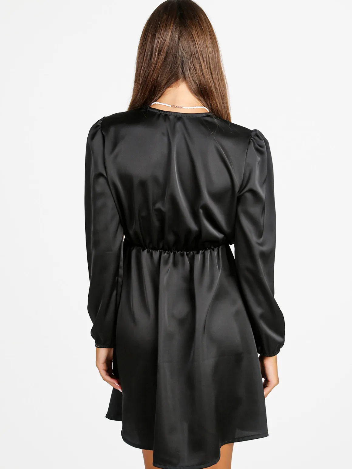 Solada Vestito donna a maniche lunghe con scollo a V - nero