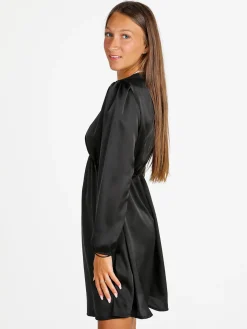 Solada Vestito donna a maniche lunghe con scollo a V - nero