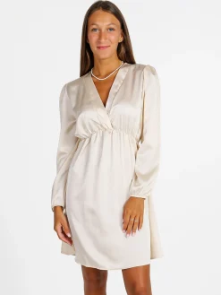 Solada Vestito donna a maniche lunghe con scollo a V - beige