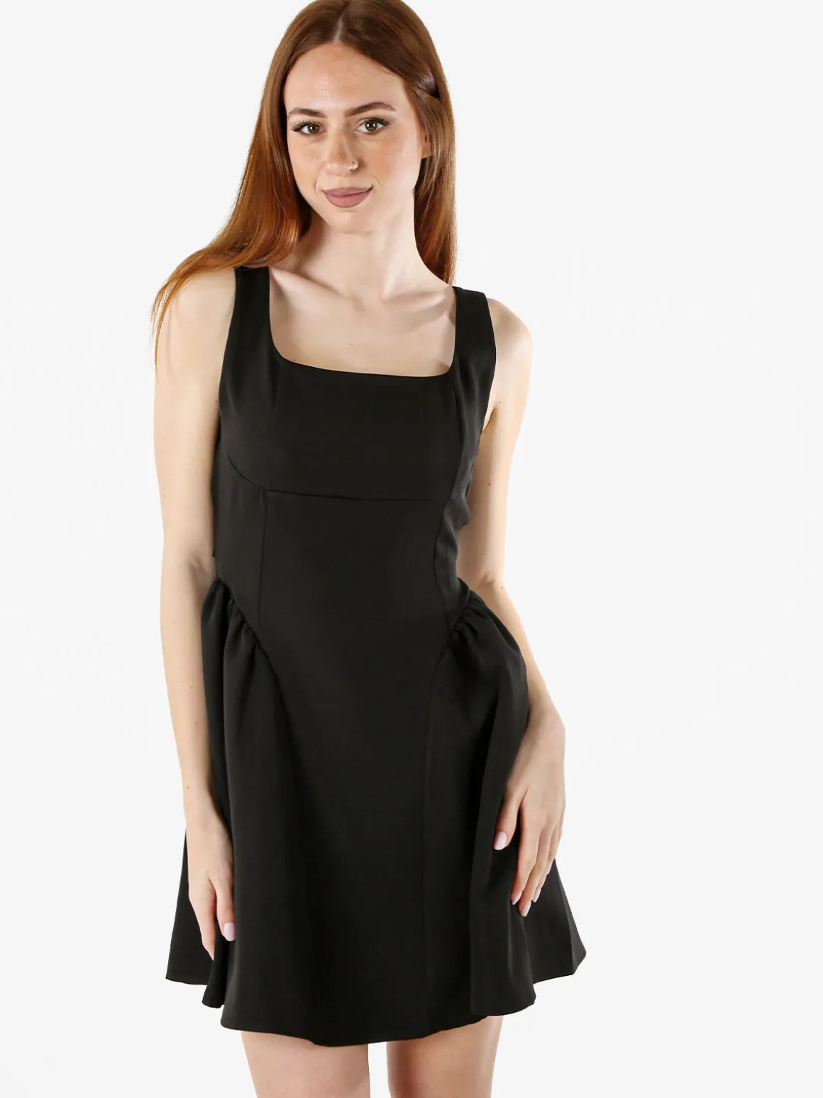 Solada Vestito donna a spalla stretta con scollo quadrato - nero