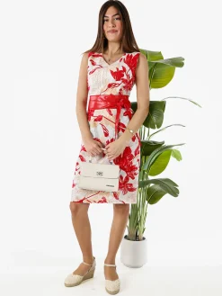 Solada Vestito donna a tubino senza maniche con stampa floreale - rosso