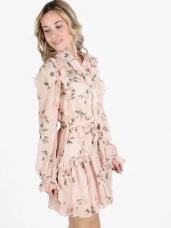 Solada Vestito donna floreale a maniche lunghe velate