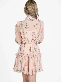 Solada Vestito donna floreale a maniche lunghe velate