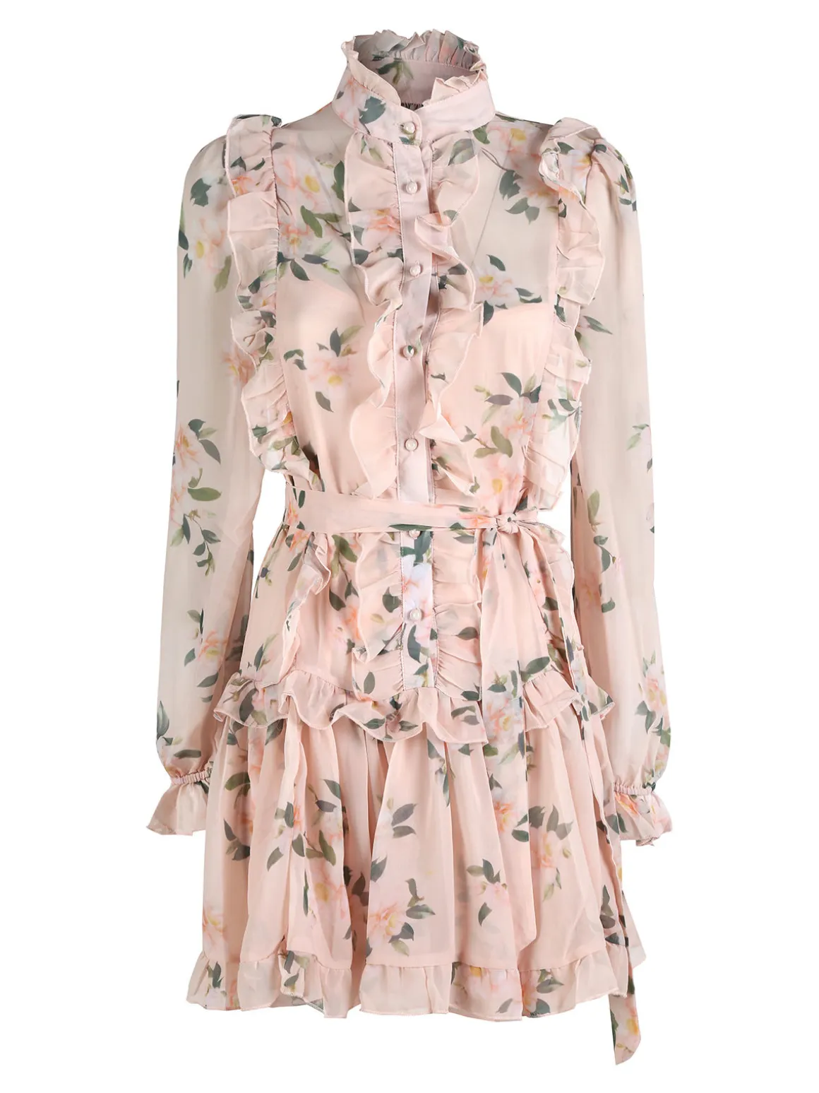 Solada Vestito donna floreale a maniche lunghe velate