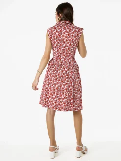 Solada Vestito donna in cotone svasato senza maniche - rosso