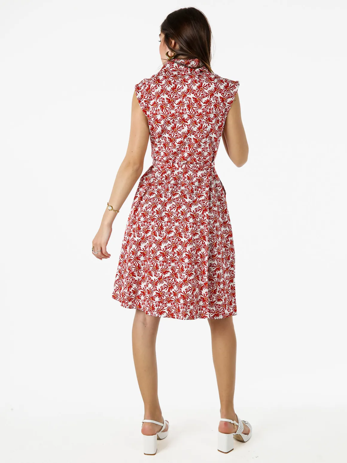 Solada Vestito donna in cotone svasato senza maniche - rosso