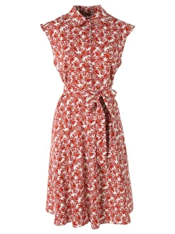 Solada Vestito donna in cotone svasato senza maniche - rosso