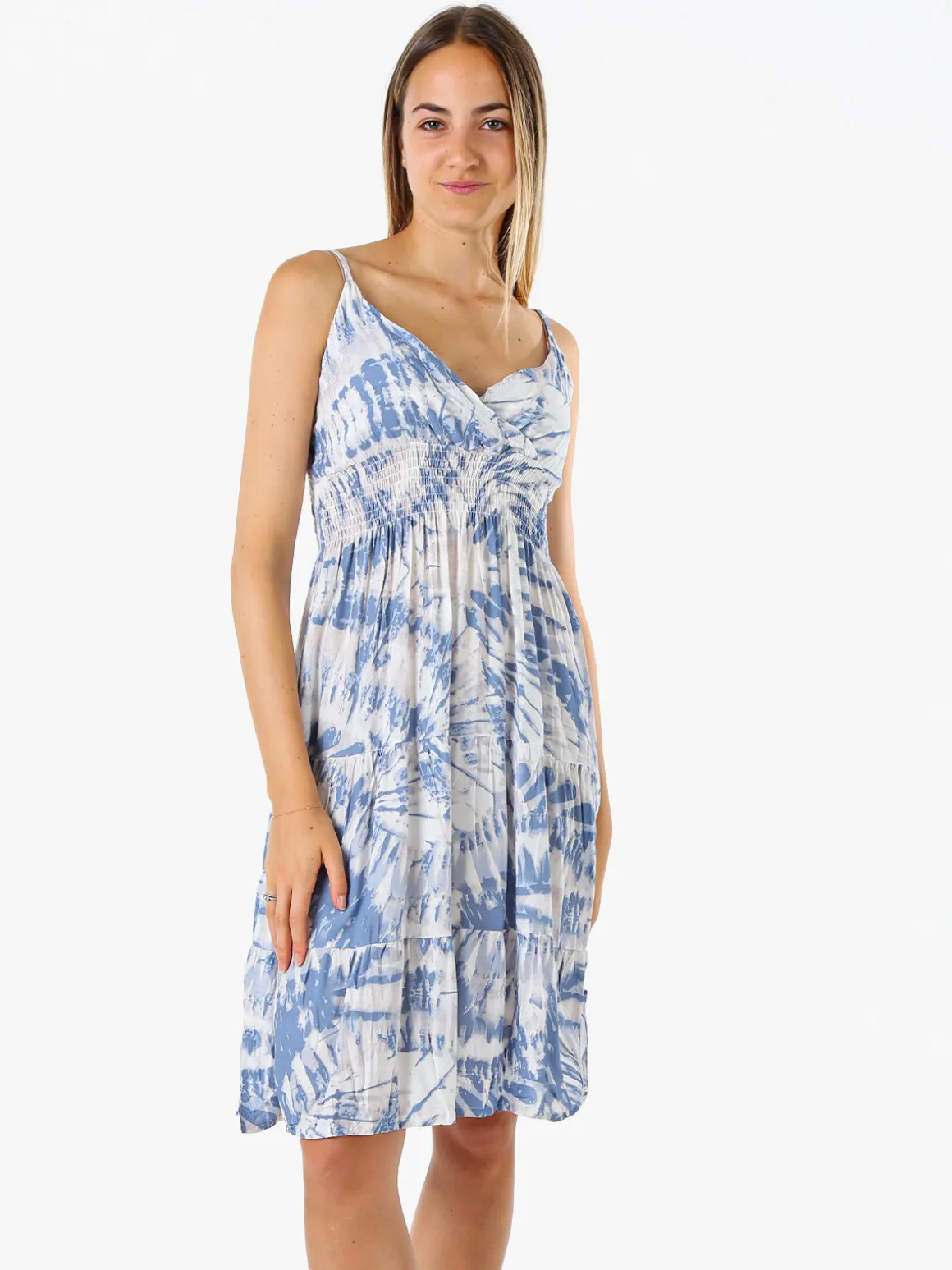 Solada Vestito donna in cotone con spalline strette - azzurro