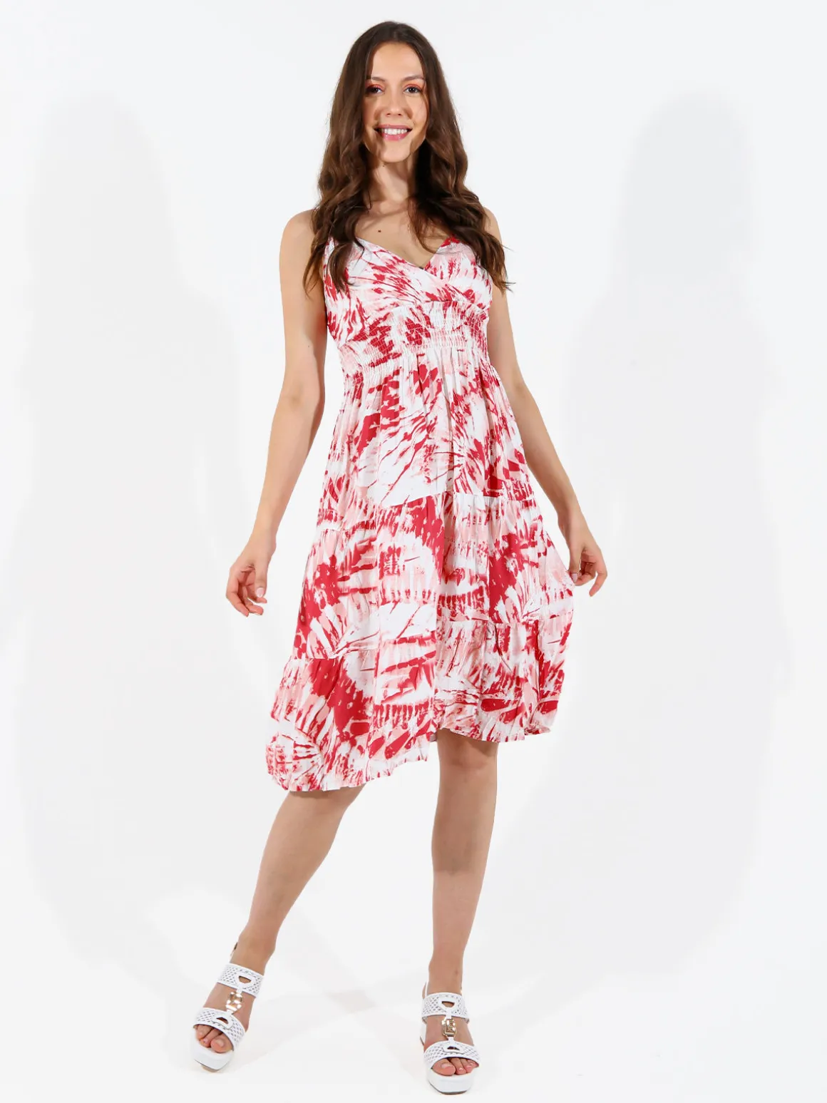 Solada Vestito donna in cotone con spalline strette - rosso