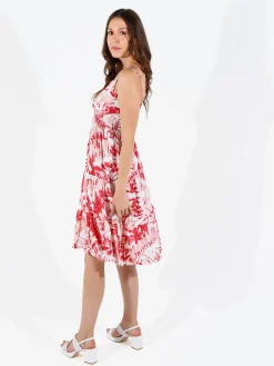 Solada Vestito donna in cotone con spalline strette - rosso