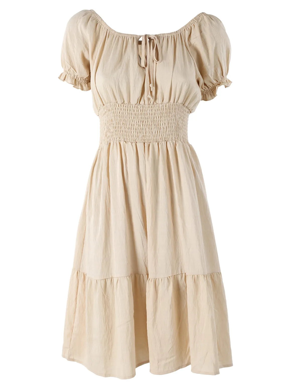 Solada Vestito donna in viscosa con scollo a barca e maniche corte - beige