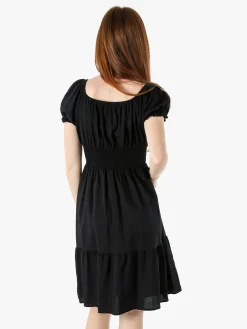 Solada Vestito donna in viscosa con scollo a barca e maniche corte - nero
