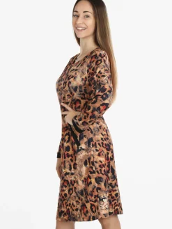 Solada Vestito donna manica lunga con stampa animalier