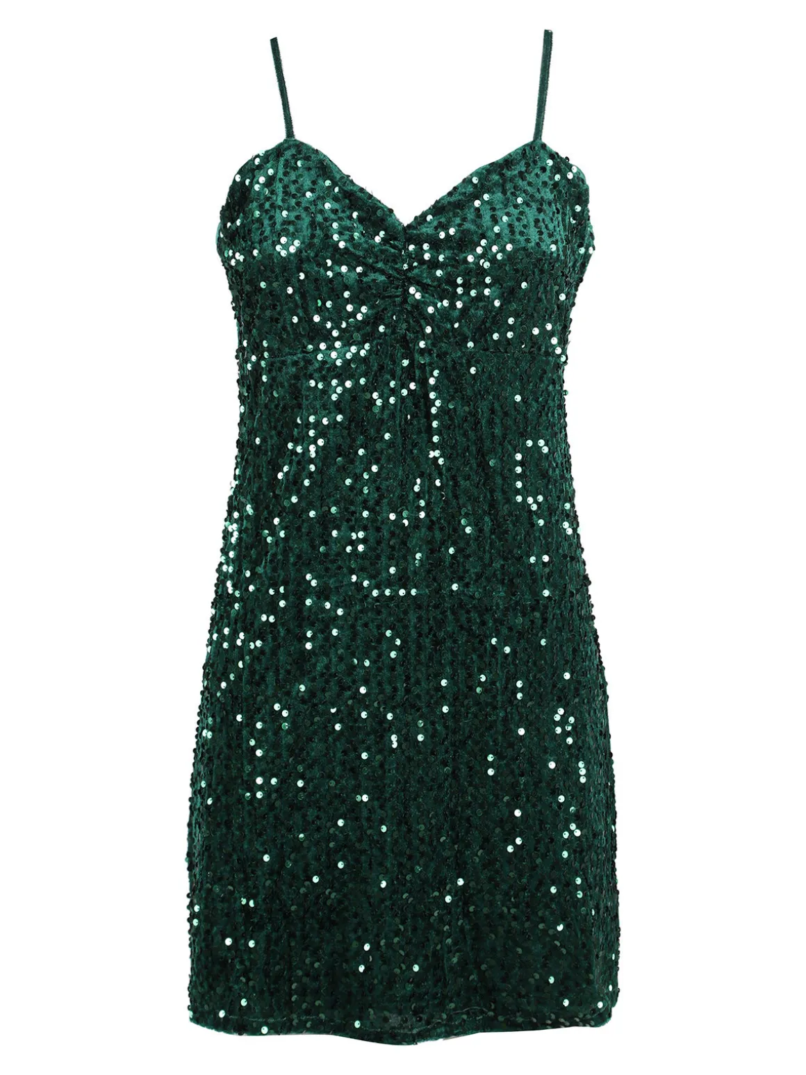 Solada Vestito donna midi in ciniglia con paillettes e spalline sottili