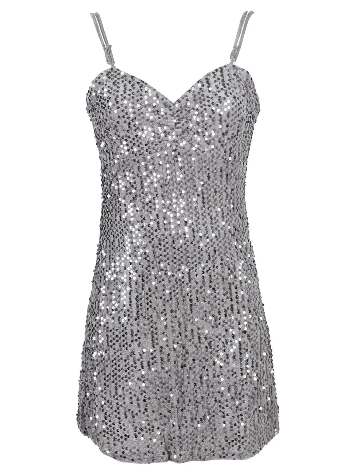 Solada Vestito donna midi in ciniglia con paillettes e spalline sottili
