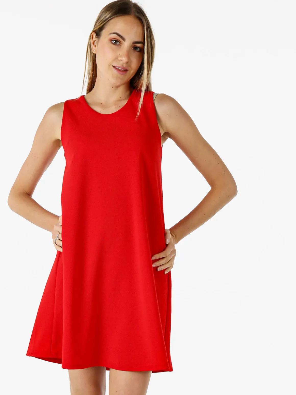 Solada Vestito donna smanicato in tinta unita - rosso