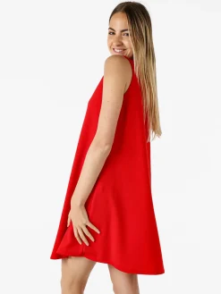 Solada Vestito donna smanicato in tinta unita - rosso