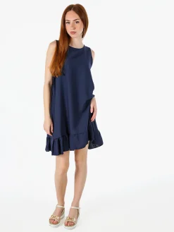 Solada Vestito donna smanicato con fiocco sul retro del collo - blu scuro