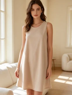 Solada Vestito donna smanicato in tinta unita - beige