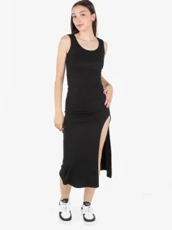 Solada Vestito donna smanicato a costine con spacco