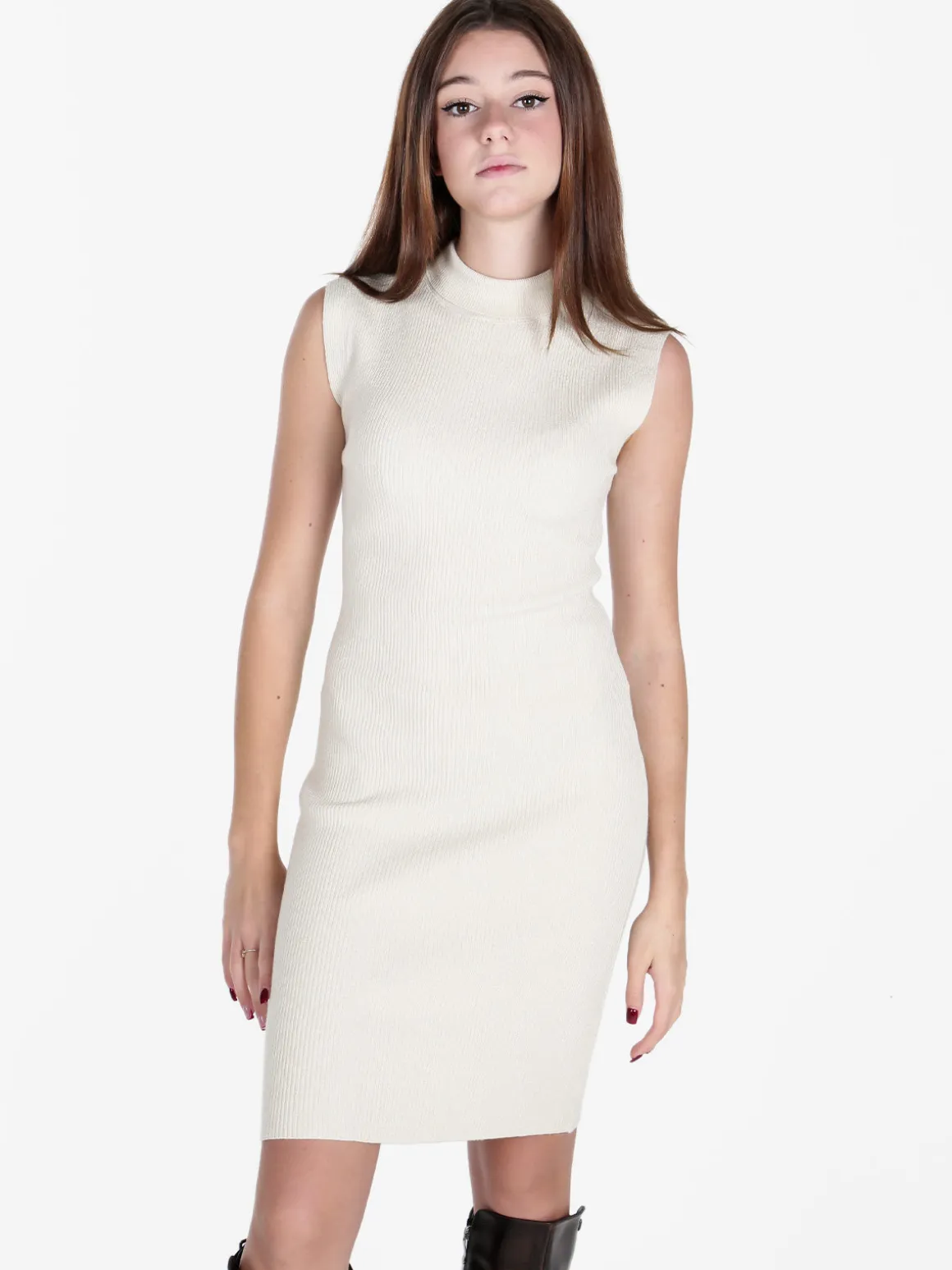 Solada Vestito donna smanicato in maglia con dettagli lurex