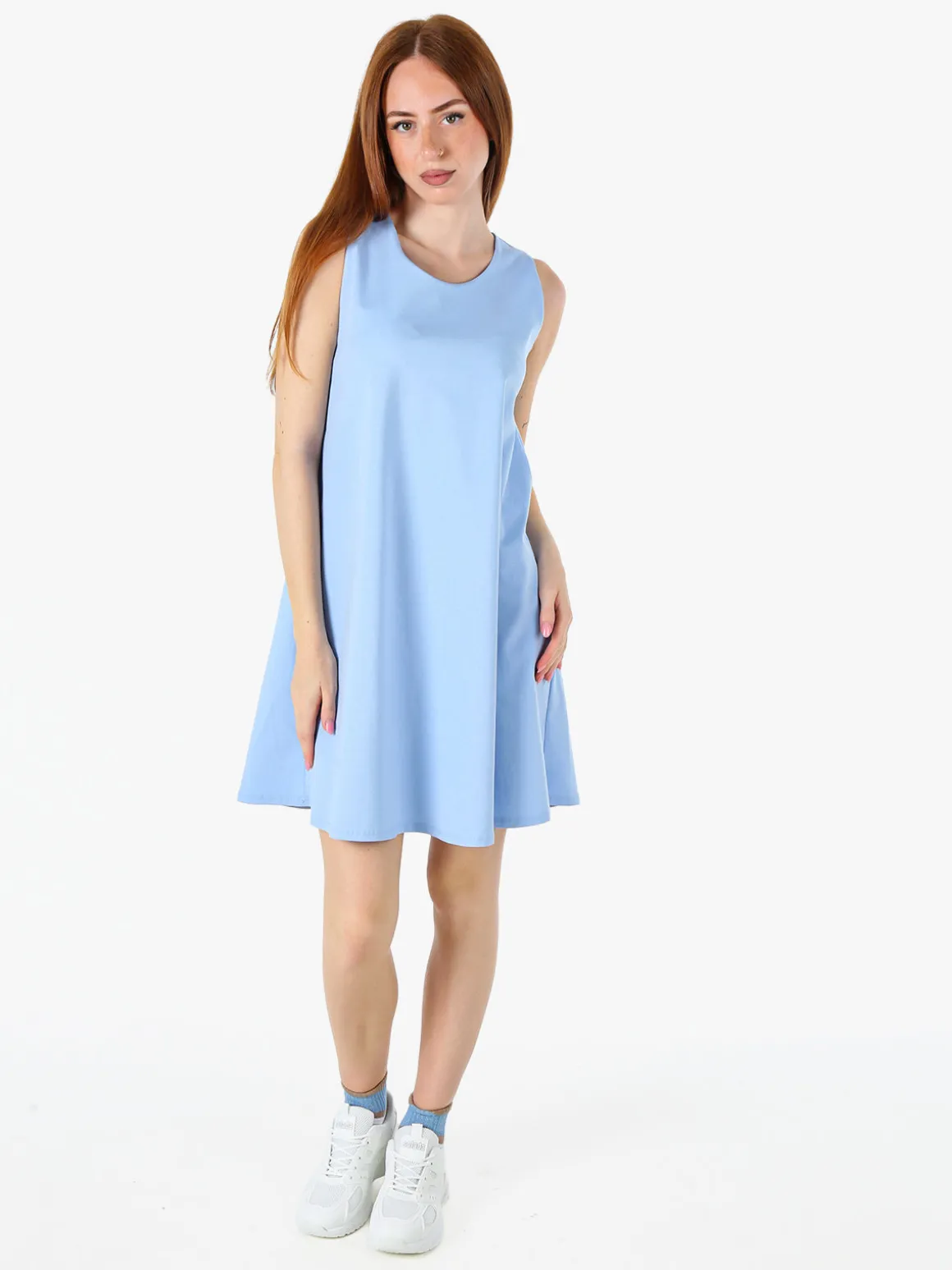 Solada Vestito donna svasato senza maniche - azzurro