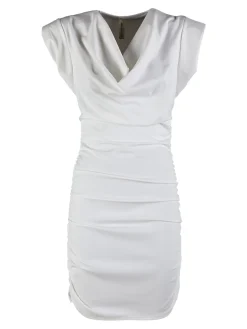 Solada Vestito drappeggiato da donna a maniche corte con spalle imbottite