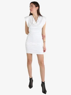 Solada Vestito drappeggiato da donna a maniche corte con spalle imbottite