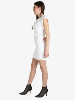Solada Vestito drappeggiato da donna a maniche corte con spalle imbottite