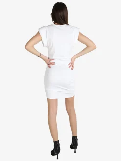 Solada Vestito drappeggiato da donna a maniche corte con spalle imbottite