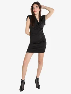 Solada Vestito drappeggiato da donna a maniche corte con spalle imbottite