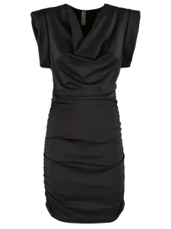 Solada Vestito drappeggiato da donna a maniche corte con spalle imbottite
