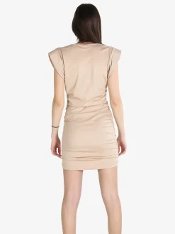 Solada Vestito drappeggiato da donna a maniche corte con spalle imbottite