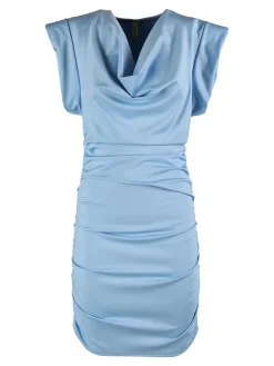 Solada Vestito drappeggiato da donna a maniche corte con spalle imbottite