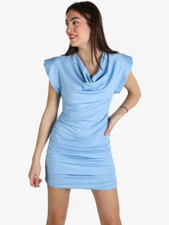 Solada Vestito drappeggiato da donna a maniche corte con spalle imbottite