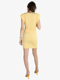 Solada Vestito drappeggiato da donna a maniche corte con spalle imbottite